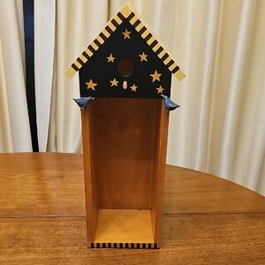 Charming Blue and Gold Starry Holiday Birdhouse